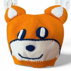 Hanna Andersson Orange and White Bear Knit Hat